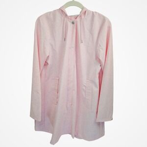 RAINS Womens Raincoat Large Pink‎ Waterproof Minimalist Scandinavian Clean Girl